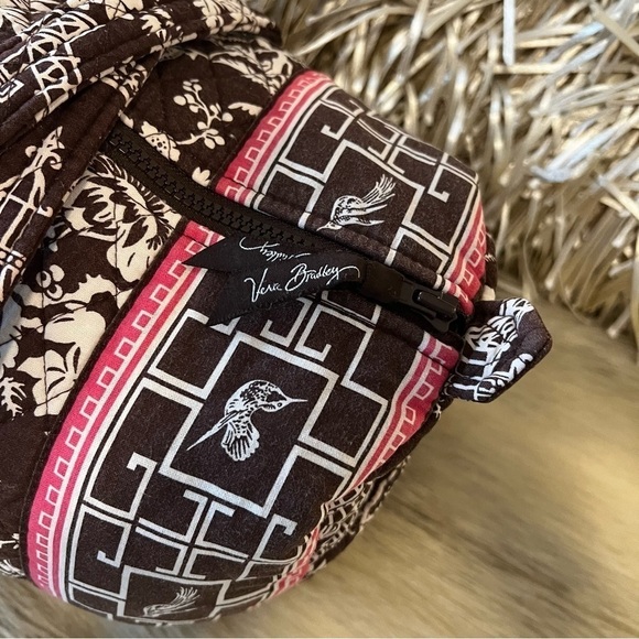 VERA BRADLEY Imperial Toile Medium Duffle Bag Carryon Travel Brown Pink Asian 09 - Picture 3 of 13